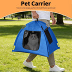 Portable Pet Tent with Full-Enclosure Zippered Mesh Door, Indoor & Outdoor Cat House for Safety & Ventilation, Cozy Nest for Cats, Puppies & Small Animals (Blue)