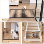 10''-15.8'' Height Adjustable Dog Gate, Extra Wide 18.1"-46" All Metal Short Dog Gate to Step Over, Pressure Mount Small Pet Puppy Gate for Stairs & Doorways(Black)