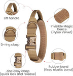 EXCELLENT ELITE SPANKER Tactical Dog Collar Military Adjustable Heavy Duty Training Dog Collar with Metal Buckle and Control Handle(Coyote Brown)