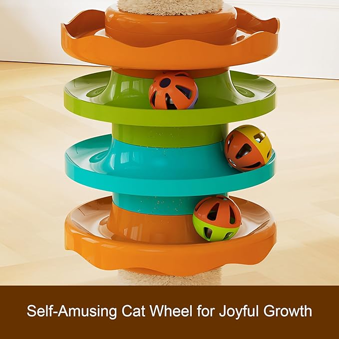 Modern Cat Tree Tower, Solid Wood Cat Condo with Scratching Posts, Multi-Level for Indoor Cats, Indoor Cat Furniture for Large Cats and Kittens (98")