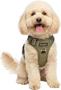Funfox Dog Harness No Pull, Adjustable Pet Vest Harness, Super Soft Material with Vertical Handle Easy Control, Reflective Night Walking, 2 Leash Clips for Small Sized Dogs, Army Green, S