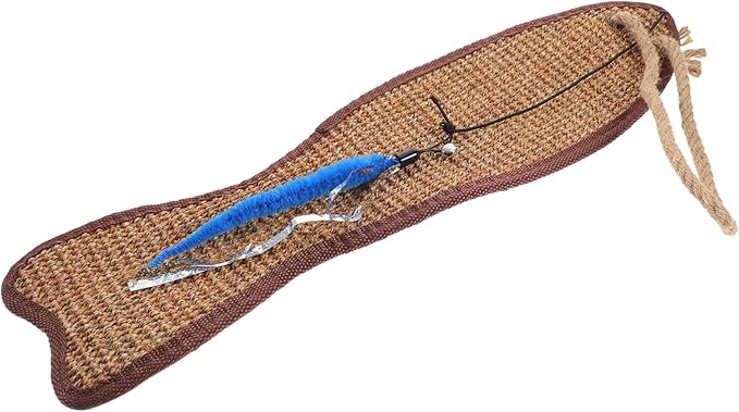 Fish Shaped Cat Scratching Pad Natural Sisal Hanging Protector for Furniture Claw Grinding Mat Eco-Friendly Cat Toy 20.86X5.23X1.18In