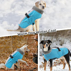 Queenmore Dog Coats for Large Breeds, Dog Snow Jacket, Adjustable Easy On Pet Winter Jackets, Waterproof Cold Weather Pet Coat, Blue, L