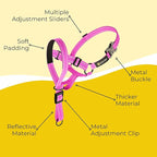 Dog Headcollar With Leash And Safety Strap Stops Heavy Pulling On The Leash Padded Reflective Head Halter For Small Medium Large Dogs Adjustable Head Harness For Training And Walking, (XL, Pink)