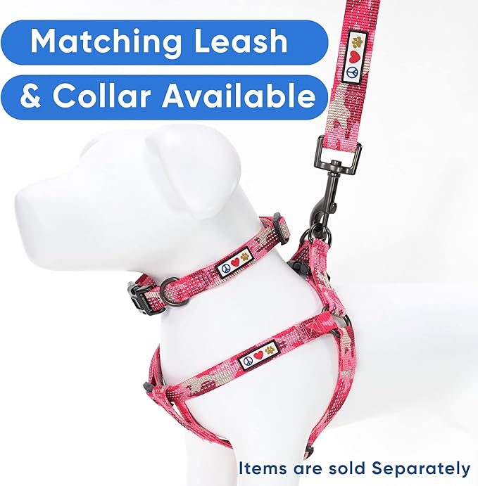 Pawtitas Reflective Step-in Dog Harness – Adjustable No-Pull Vest for Puppies to Seniors, Safe & Comfortable, S Camo Pink