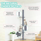 Max & Marlow Cat Tree Floor to Ceiling Cat Tower Height 95-108" Adjustable Kitten Tree Tall Climbing Tree with Carpet Scratching Post and Mat Cat Pole for Indoor Cats,Light Grey