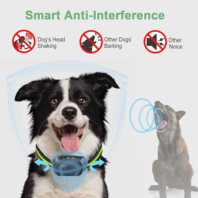 Rechargeable Dog Bark Collar with Beep Vibration and Shock,Anti Barking Collar for Small Medium Large Dogs, Humane Dog Training Device with 5 Adjustable Sensitivity Levels