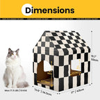 Cardboard Cat House with Scratch Pad & Catnip, Cat Play Scratching House for Indoor Hideaway Furniture, Heavy Duty Sturdy Cardboard Scratcher, Easy to Assemble Birthday Gift, Large