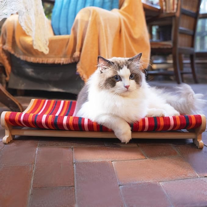 DIY Felt Cat Scratcher Bed, Durable Scratching Pad for Indoor Cats, Sturdy Solid Beech Wooden Cats Scratcher, Lounger & Sleep & Scratch (Extra-Larger), Red