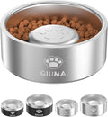 Slow Feeder Dog Bowls Stainless Steel, Food-Grade 304 Dog Slow Feeder Bowl 2 Cups Capacity, Heavy Duty Double-Layer with Non-Slip Base, Pet Puzzle Bowl for Small & Medium Dogs (Silver)