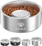 Slow Feeder Dog Bowls Stainless Steel, Food-Grade 304 Dog Slow Feeder Bowl 2 Cups Capacity, Heavy Duty Double-Layer with Non-Slip Base, Pet Puzzle Bowl for Small & Medium Dogs (Silver)