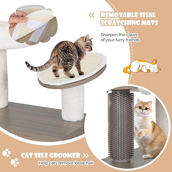 PETSITE Cat Tree with Litter Box Enclosure, 2-in-1 Modern Cat Tower with Condos, Top Perch, Sisal Posts, Scratching Board, Platform, Dangling Balls, Hidden Litter Box with Cat Tree (52 Inches Tall)