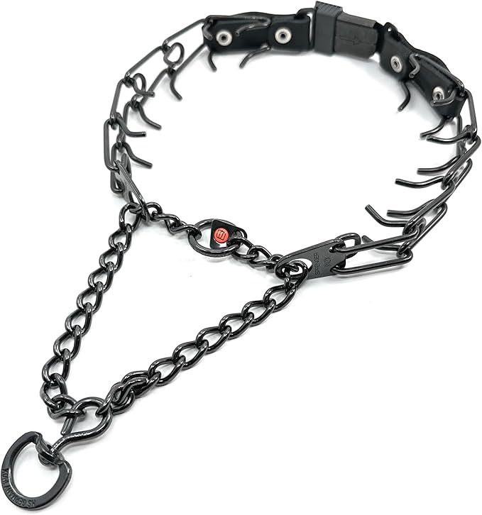 Herm Sprenger Prong Collar for Dog Training with Easy Quick Release Clicklock & Swivel Ring - German Made Dog Collar with Black Steel 3.2mm Prongs for Large Dogs (20-25" Neck)