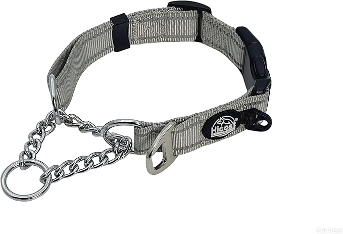 Martingale Dog Collar, Trainer Approved Limited Slip Collar with Heavy Duty Buckle, Training Adjustable Walking Training Dog Collars with Quick Release Buckle (Grey, M)