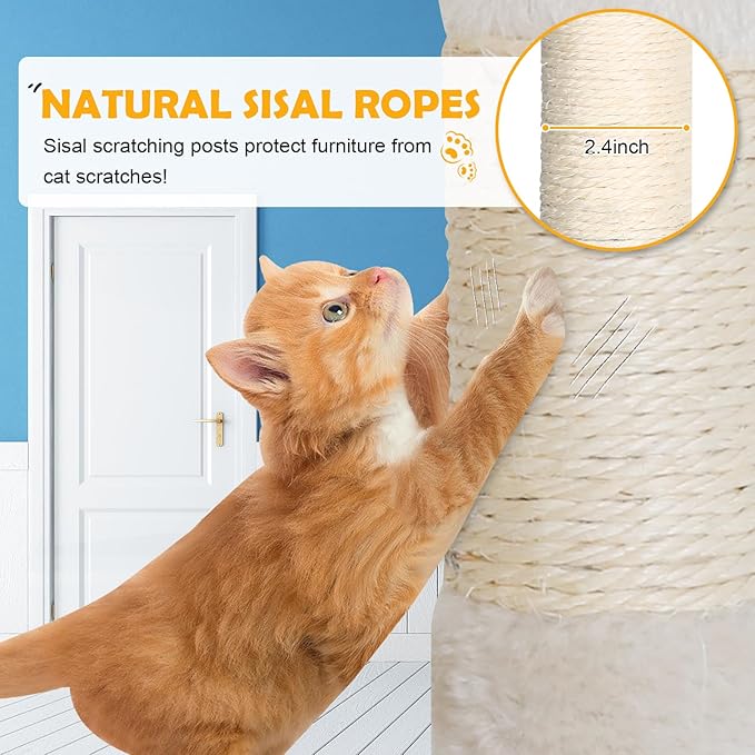 Cat Tree 36 Inch Cat Tower for Indoor Cats with Scratching Post,Padded Perch,Hanging Toys for Kittens & Adult Cats,Beige (Beige)