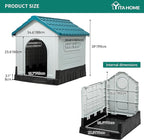 YITAHOME Dog House Outdoor Plastic Doghouse Water Resistant Pet House with Adjustable Skylight and Elevated Base for Small, Medium, and Large Dogs
