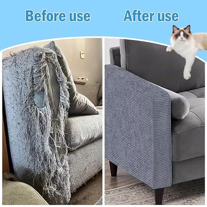 Self-Adhesive Cat Scratching Mat, 118"x11.8" Cat Scratch Furniture Protector, DIY Cat Scratch Pad Self-Adhesive, Trimmable Self Adhesive Couch Protector from Cats Claws, Protects Sofas and Chairs