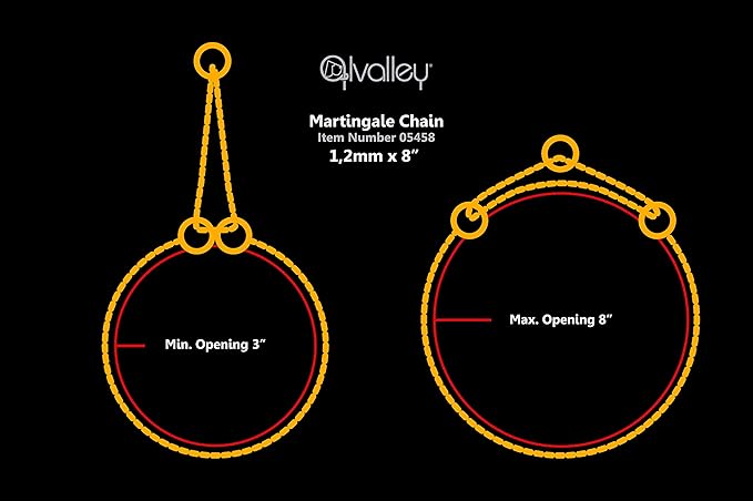 Alvalley Martingale Collar for Dogs - Show Chain Dog Collar - Made of Brass - Safe, Easy to Handle - Suitable for Showing, Training, and Walking - Perfect for Small, Medium, and Large Pets