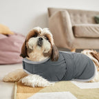 Queenmore Dog Winter Coat, Cold Weather Fleece Jacket for Dogs, Waterproof Reflective Reversible, for Small, Medium and Large Dogs (Grey, XL)