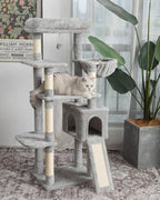54 Inches Cat Tree, Tall Cat Tower with Hammock, Condo and Scratching Pad, Cat House with Plush Perch for Indoor Cats Adult