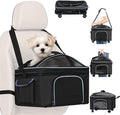 4-in-1 Cat Car Seat and Cat Carrier with Removable Wheels Booster Car Seats for Small Dogs Cats Comes with Shoulder Strap Clip-On Safety Leash and Thickened Pads, Pet Travel Carrier Bed up to 15lbs