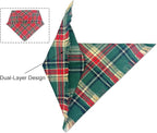 Christmas Dog Bandanas 2PCS-Small,Holiday Scarf Two-Sided with Tassels Edges,Stylish Triangle Dog Outfit for Boy and Girl,Winter Christmas Classic Red Green Plaid Pet Costume for Small Dogs