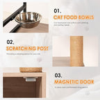Cat Tree with Litter Box Enclosure, All-in-one Cat Tower for Indoor Cats with Large Hammock, Bed, Food Station, Scratching Posts, Modern Style Gray+White Cat Furniture