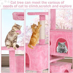 Cat Tree 70 Inches Cat Tower for Indoor Cats Multi-Level Cat Condo with Litter Box Enclosure,Scratching Posts for Indoor Cats (Pink)