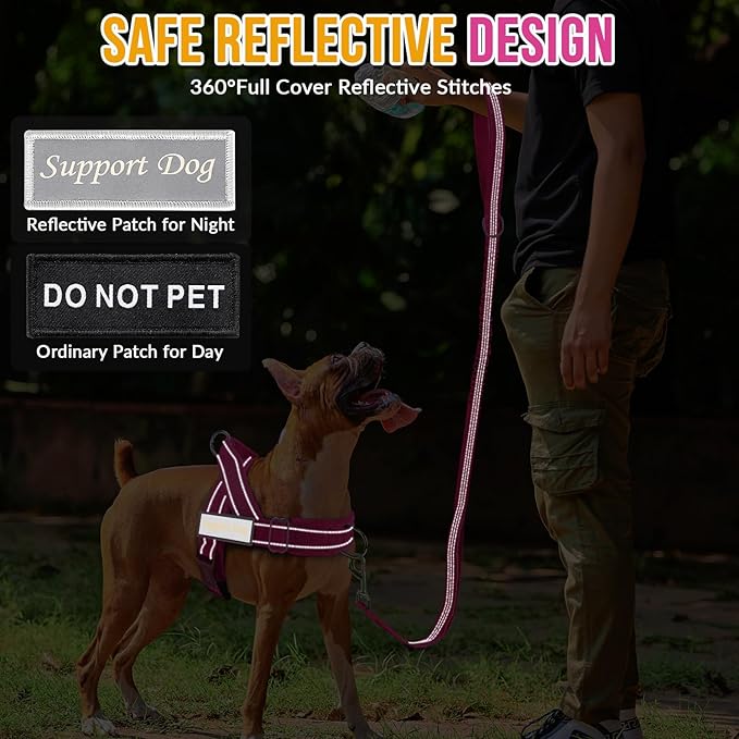 Lukovee No Pull Dog Harness & Leash Set - Heavy Duty Dog Vest Harness with Soft Padded for Medium Large Dogs, Adjustable Reflective Tactical Pet Harness for Easy Walk and Training (XL, FU)