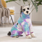 Dog Coats for Small Dogs, Polar Fleece Dog Pajamas Bodysuit, Puppy Onesies Tie Dye Jumpsuits, Dogs Warm Clothes Four-Legged, Doggie Fullbody Winter Jacket Vest