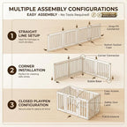 Dog Playpen with Door, Portable Large Puppy Playpen for Indoor & Outdoor Use, Tool-Free Assembly Modern Pet Play Pen for Dogs, Cats & Rabbit Cage