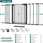 Cumbor 36" Extra Tall Baby Gate, 30-54" Wide Dog Gates for Large Dogs, Dual Lock & Self-Closing Child Gate for Stairs, Doorways & Hallways, Pressure Mounted Safety Proofing for Babies & Pets, Black