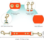 PetBonus Dog Collar Safety Clip, Waterproof Backup Safety Strap for Dog Harness to Prong Collar, Odor Proof Double Ended Clasp Leash Connector for Training Walking (Orange)