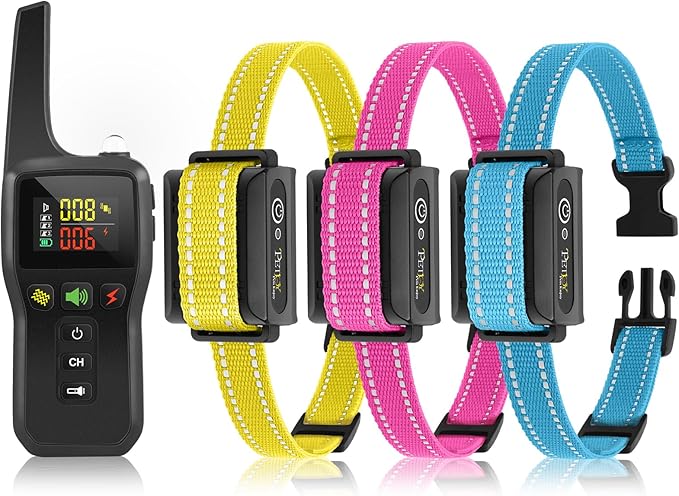PetJoy Bark and Shock Collar Combo, Dog Bark Collar for Large Dogs, Auto Bark Collar with Remote (3 Dogs) - 3300 Ft Range, Remote and Automatic Modes 2 in 1