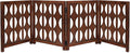 Wooden Foldable Pet Dog Safety Gate - 4 Panels Arc 20 W x 24 H- Hand Carved Solid Wood & MDF- Free Standing Portable Indoor Doorway Hall Stairs Puppy Fence -Fully Assembled- Cinnamon Brown -IRONGATE