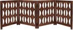 Wooden Foldable Pet Dog Safety Gate - 4 Panels Arc 20 W x 24 H- Hand Carved Solid Wood & MDF- Free Standing Portable Indoor Doorway Hall Stairs Puppy Fence -Fully Assembled- Cinnamon Brown -IRONGATE