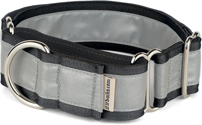 If It Barks - 1.5" Reflective Martingale Collar for Dogs - Adjustable - Made in USA - Strong, Durable, and Comfy - Ideal for Training - Suitable for Most Breeds - Medium, Black