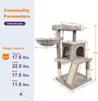 38-in Heavy-Duty Cat Tree for Large Cats, Multi-Level Tower with Sisal Scratching Posts, Plush Perch, Hammock & Condo Anti-Tip Design