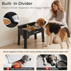 URPOWER Mess Proof Elevated Dog Bowls, High Wall Splash Guard Design, 4 Height Adjustable Raised Bowl Stand, 2 Stainless Steel Bowls, Non-Slip Food Water Set for Small Medium Large Dogs