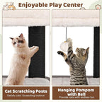 PETSITE 64-inch Wooden Cat Tree, Multi-Level Modern Cat Tower with Scratching Posts, Spacious Condo with Top Cat Hole and Removable Soft Pad, Comfy Padded Top Perch, and Dangling Ball