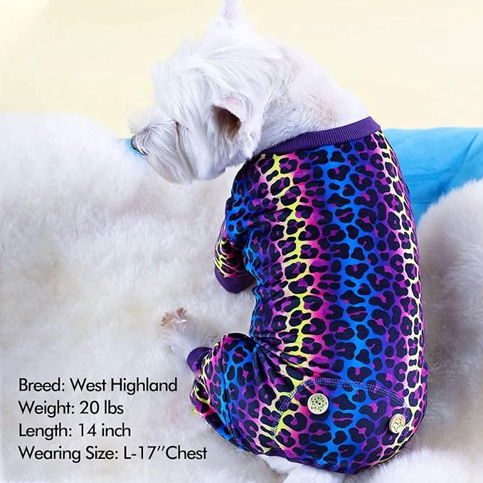 KYEESE Dog Pajamas Velvet Dog Pajamas Large Sized Dogs Soft Dogs Clothes Pjs with Leopard Pattern Stretchy Pet Jammies Coat Comfy Pet Onesie Costume, 3X-Large