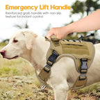 Heavy-Duty Tactical Dog Harness for Large Dogs, No Pull Adjustable Reflective Pet Vest with Molle System, K9 Military-Grade Control for Service Training, Outdoor & 10+ Breeds, Khaki, XX-Large