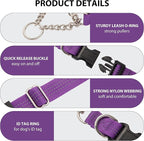 Martingale Dog Collar with Quick Release Buckle Steel Chain No Pull Training Reflective Collar for Medium Large Dogs(Purple, Medium)