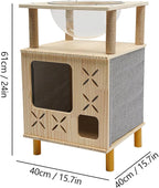 Multi-Functional Cat Tree with Scratching Post & Acrylic Capsule, Cat Houses Cats Hideaway Kitten Cave Ideal Cat Tower Bed for Indoor Cats Comfortable Condo Furniture for Kitten