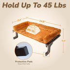 [Ready to Gift] PURRHOUSE 45LBS Cat Window Perch with Bolster, Hammock Seat with Plywood & Metal Frame, Cat Bed for Windowsill, Bedside and Cabinet (Walnut Wood & Brown Cushion, 24.8''W x 9.4''H)