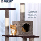 Prevue Pet Products Cat Tree Extra Tall 60in Multilevel Durable Cat Scratching Post & Jumping Platform Space Saving Cat Condo Pet Play House and Hideaway for Indoor Cats, Purple