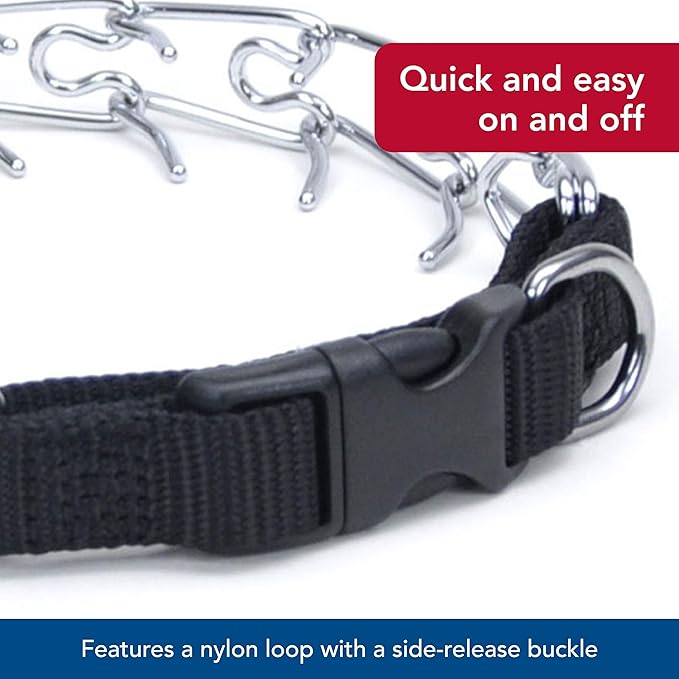 Coastal Pet Titan Easy-On Dog Prong Training Collar with Buckle - Durable Metal Training Collar for Dogs with Side Release Buckle - Black, 2 mm x 14"