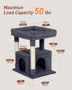 Cat Tree for Large Cat, 19 * 15.8in Large Perch Bed for Adult Cats, 23.6in Cat Tower with Scrathing Post, Cat Condo with 2-Door for Indoor Cats, Dark Gray