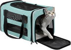 Cat Carrier Soft-Sided Travel Bag for Medium to Large Cats Over 15lbs, Small Dog Carrier Crate Top Entry Breathable Mesh Puppy 12 Pounds, Pet Rabbit Carrying Cage Kennel Collapsible Teal