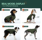 Kuoser Dog Puffer Jacket Warm Dog Coat for Medium Large Dogs, Windproof Reflective Pet Padded Vest Cold Weather Clothes Puppy Snowsuit with Hook & Loop Coats, Easy On/Off, Green L